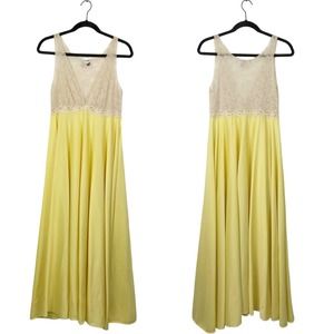Vintage lord and Taylor yellow cream maxi slip dress size small